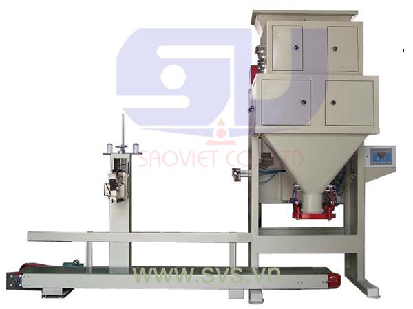 Cân đóng bao bột 2 phễu cân định lượng băng tải PM10 - chuyên dùng cho cân đóng bao nguyên liệu dạng bột hoặc dạng hạt